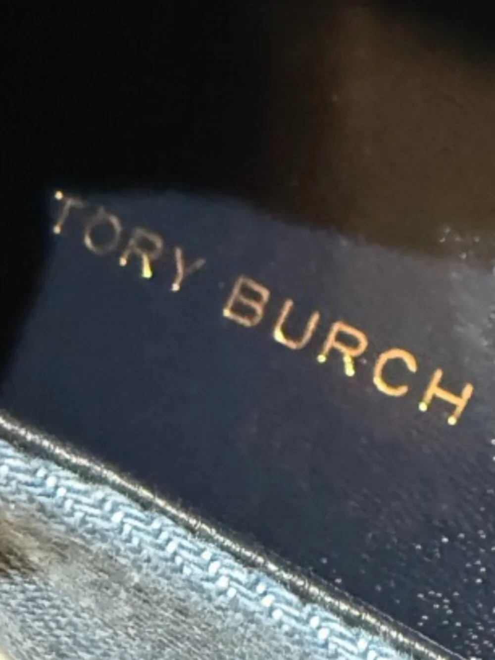 Tory Burch Claire Denim and Leather Cap-Toe Ballet Flats Size 10